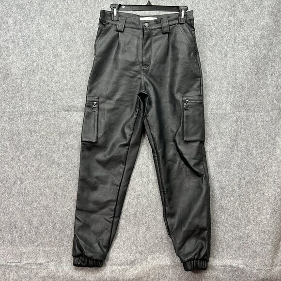 KanCan Rooney Ultra High Rise Faux Leather Joggers Women's Size 5 / 26 Black - Picture 1 of 10